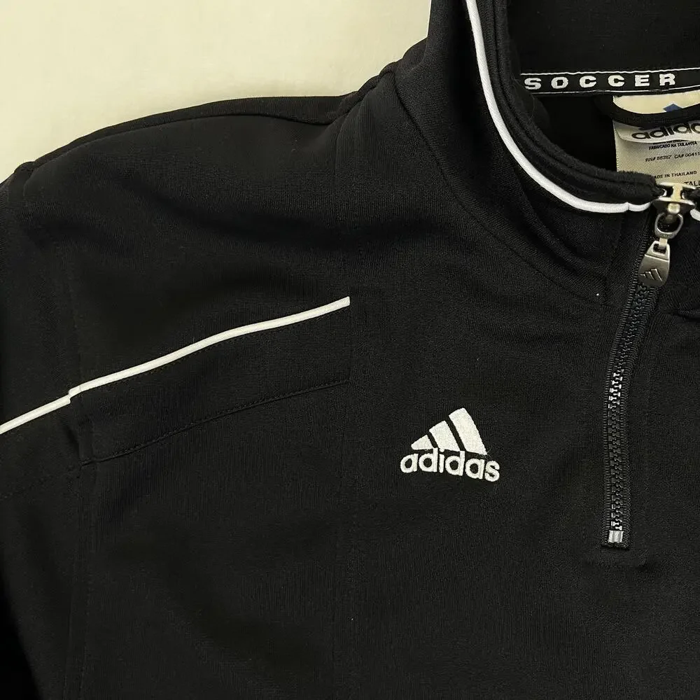 Adidas Soccer Sweatshirt Mens Large Black 1/4 Zip Mock Neck Pullover Athletic
